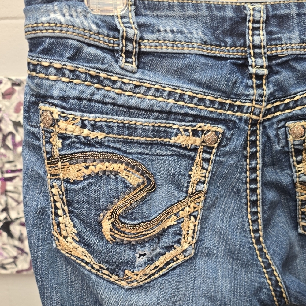 Silver Jeans Dark Blue Straight Leg Denim - Picture 9 of 14